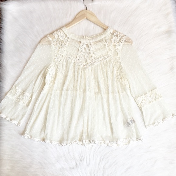 Free People White Lace Modern Romance Blouse - Picture 3 of 6